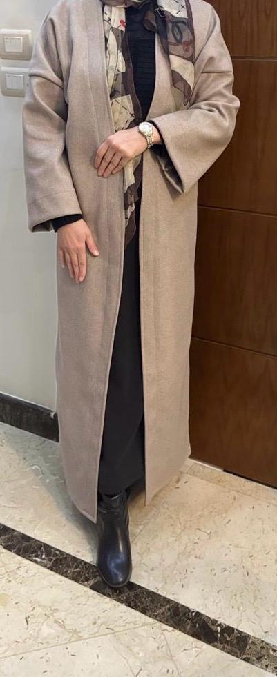 Elegant Long Open Abaya – Beige